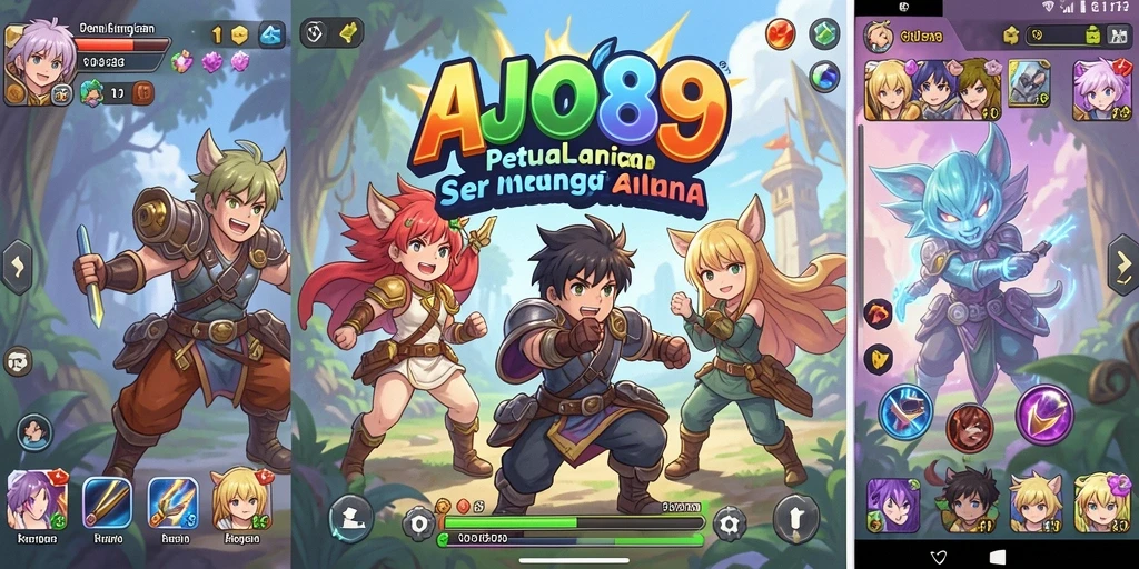 Tampilan gameplay AJO89 dengan karakter anime beraksi.