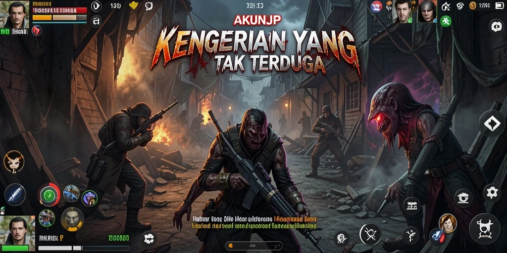 Screenshot menampilkan gameplay seram dari AKUNJP dengan nuansa mencekam.