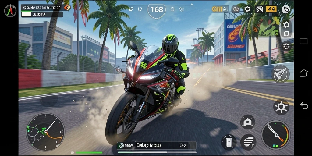 Tampilan gameplay seru dari balap motor di GN168.