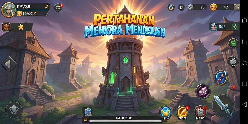 Tampilan utama gameplay PPV88 yang menampilkan pertahanan menara yang strategis.