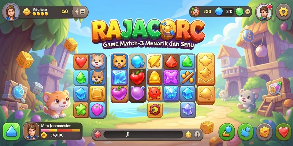 Gameplay seru dari RAJACORC dalam aksi Match-3.