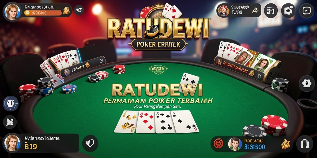 Screenshot gameplay menunjukkan suasana seru permainan poker.