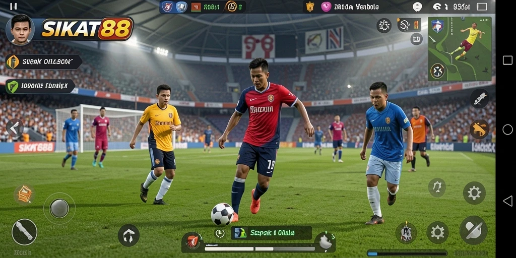 Tampilan gameplay SIKAT88 yang seru dan penuh aksi sepak bola.