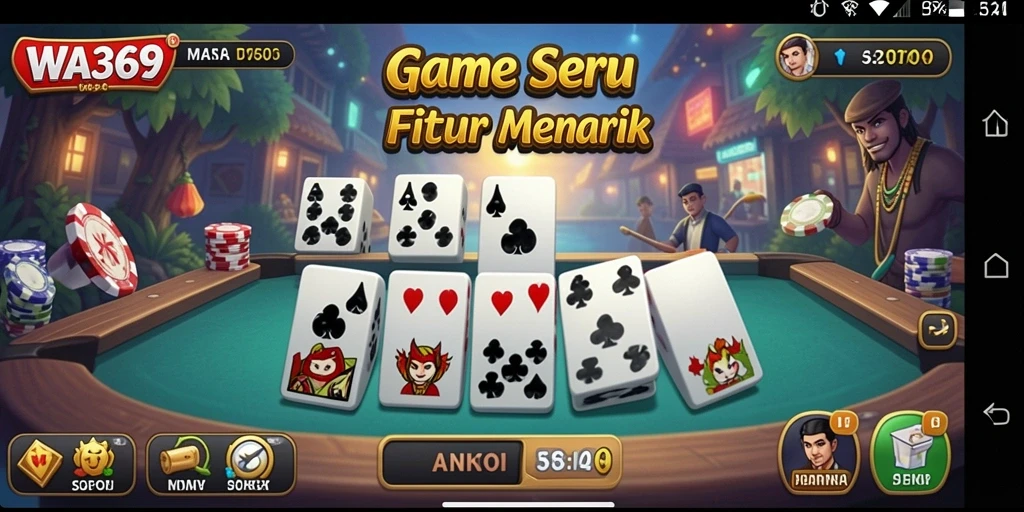 Tampilan gameplay seru dari WA369 dengan aksi domino yang mendebarkan.